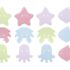 Set de mini-covorase anti-alunicare Roxy Kids Sea Animals, 12 buc., soft colors (RBM-012-SA)